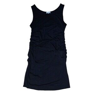 GINKANA Women's Maternity Black Sleeveless Ruched Stretch Bodycon Dress XL